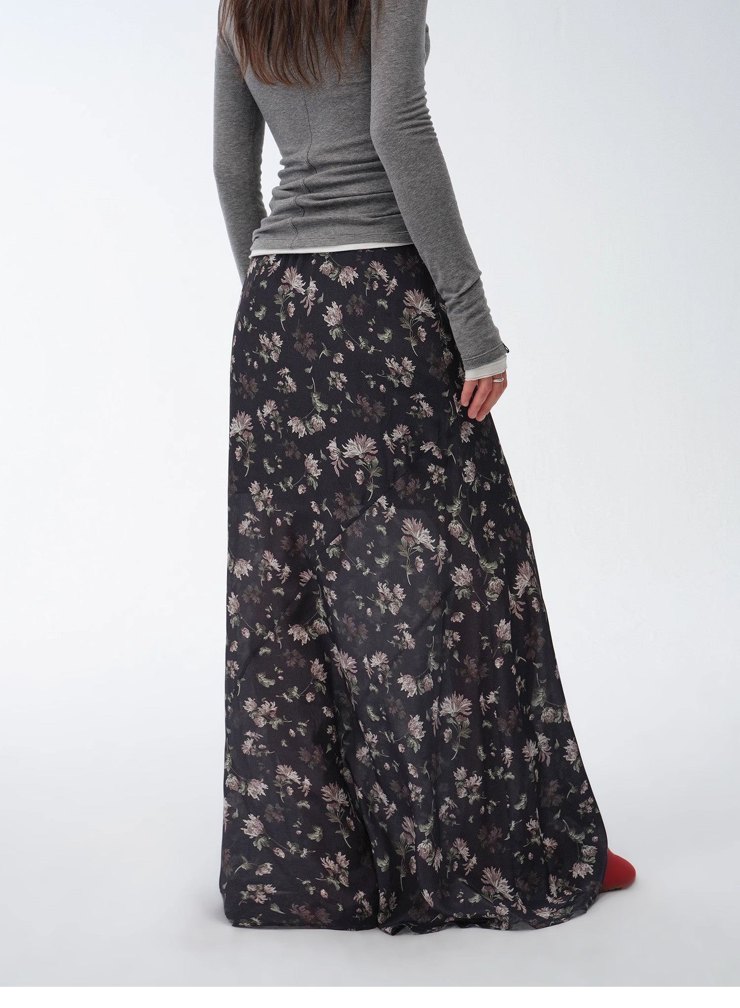 Gallery Dusse Vintage Print Straight Draped Skirt