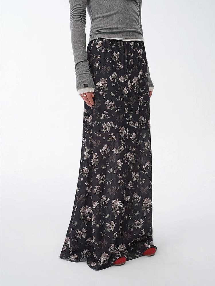 Gallery Dusse Vintage Print Straight Draped Skirt