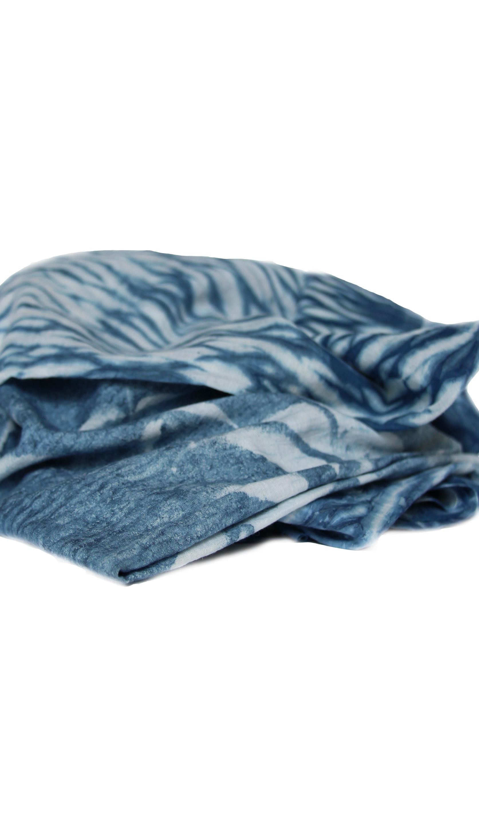 Indigo Dyed Hand Printed Cotton Fabric-4