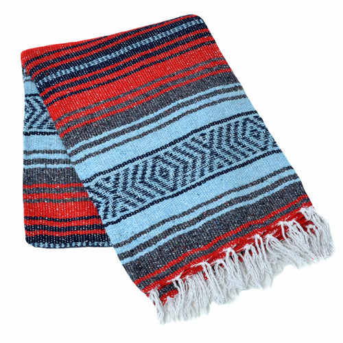 Classic Cotton Handwoven Yoga Blanket in Red — product view