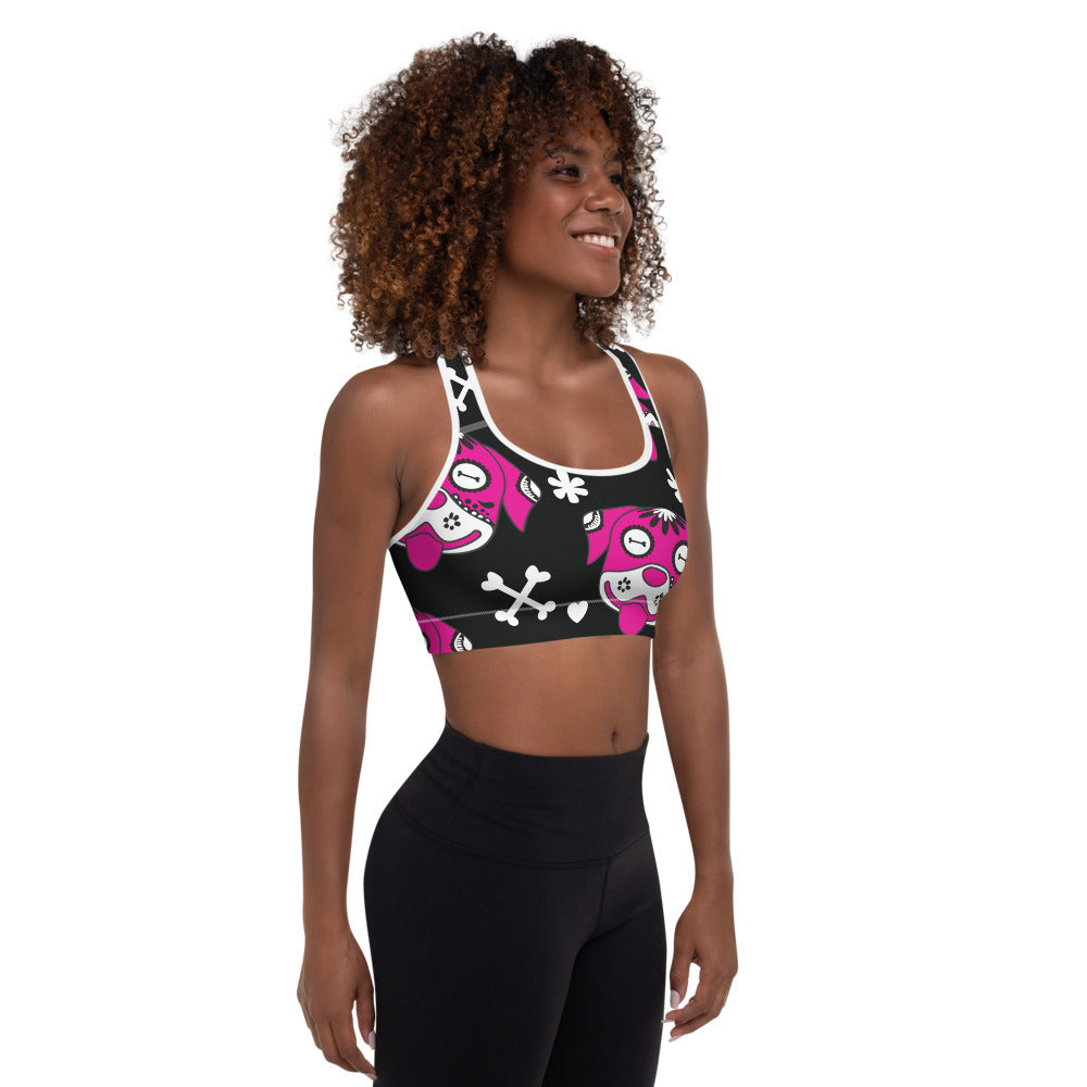 Day Of The Dog Pink Padded Sports Bra