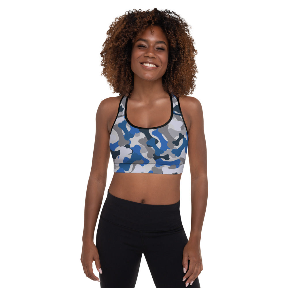 Bone Camo Blue Padded Sports Bra