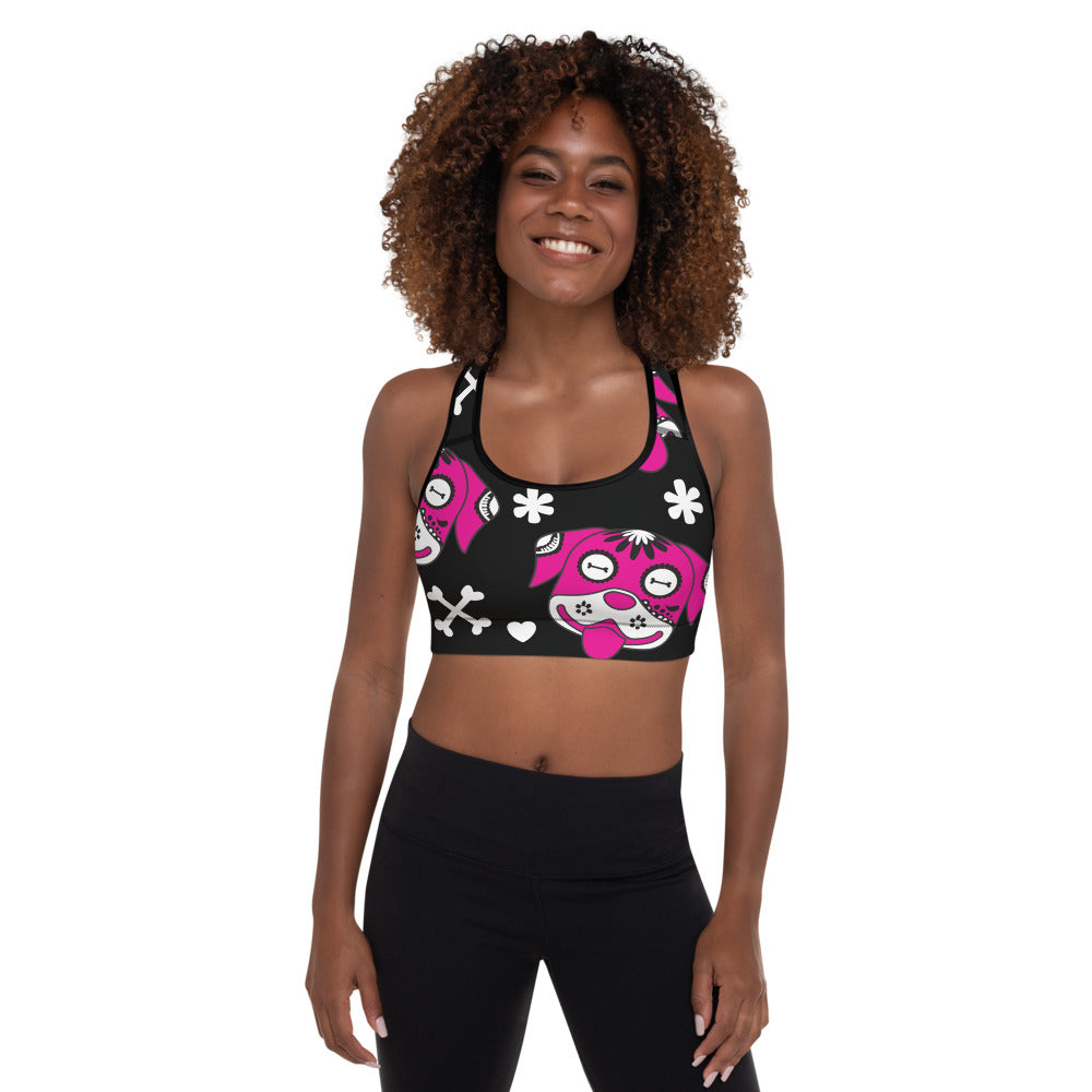 Day Of The Dog Pink Padded Sports Bra