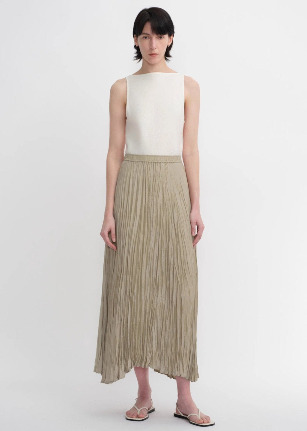 Mulberry Silk Custom Pleated Irregular Hem Skirt for Women