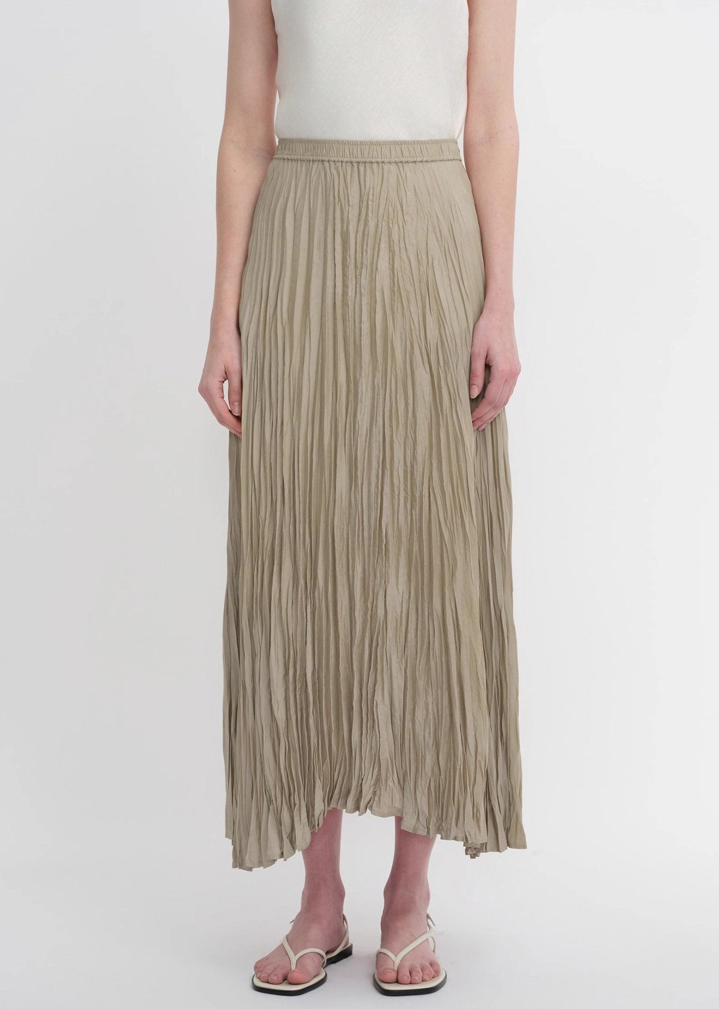 Mulberry Silk Custom Pleated Irregular Hem Skirt for Women