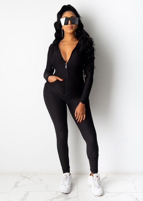 Hooded Zip-up Tracksuit Set