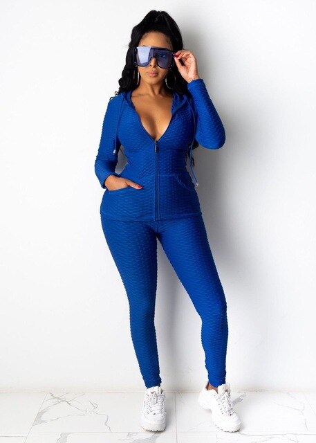 Hooded Zip-up Tracksuit Set