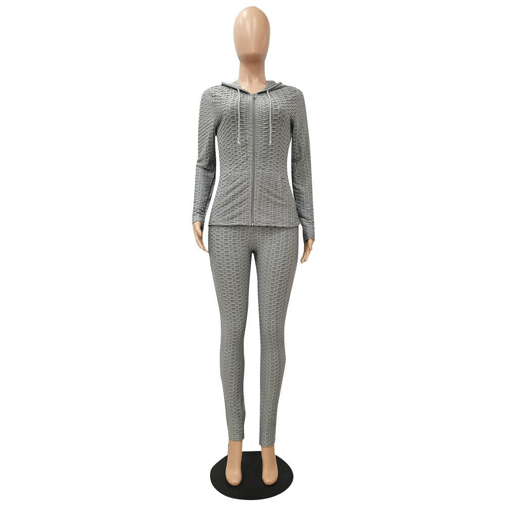 Hooded Zip-up Tracksuit Set