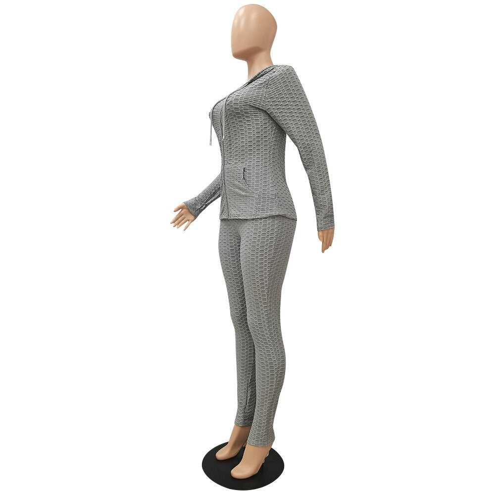 Hooded Zip-up Tracksuit Set