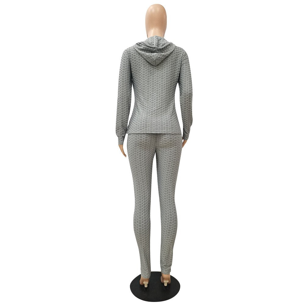 Hooded Zip-up Tracksuit Set