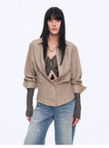 Refreshing Breathable Twill Linen Deconstructed Silhouette Old Money Style Waist Shirt Top