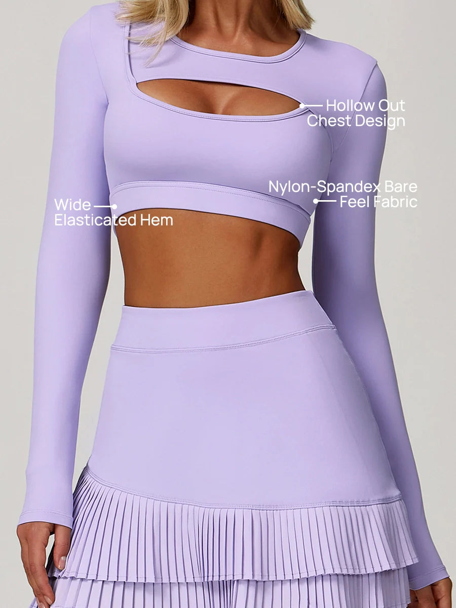 Power Petals Asym Long Sleeve Crop Top-1