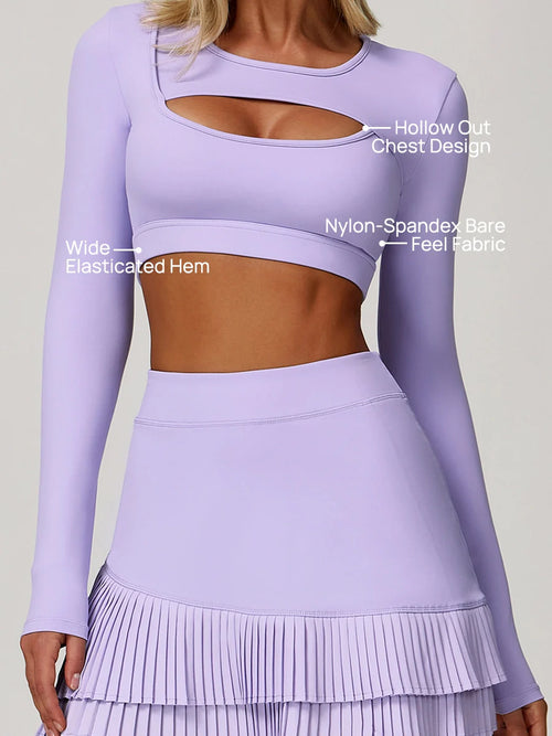 Asymmetric Long Sleeve Crop Top — hem detail close-up
