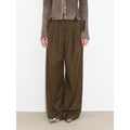 Fashionable Drapey Single Pleat Skinny Wide-leg Mid-low Waist Casual Pants for Women